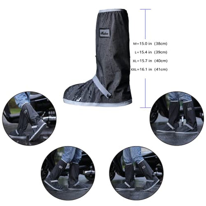 Waterproof Rain Boot Shoe Cover with Reflector Reusable & Foldable - color: Black#2, size: XX-Large