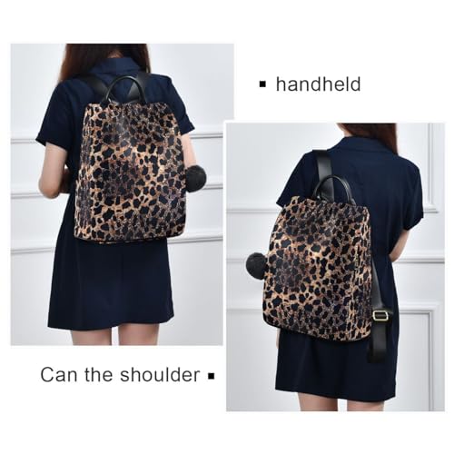 MNSRUU Women Backpack Purse Cheetah Glitter Backpack for Women Anti-theft Shoulder Bag Carry On Backpack Lightweight Rucksack Fashion Travel Ladies Bags - color: Cheetah I9737