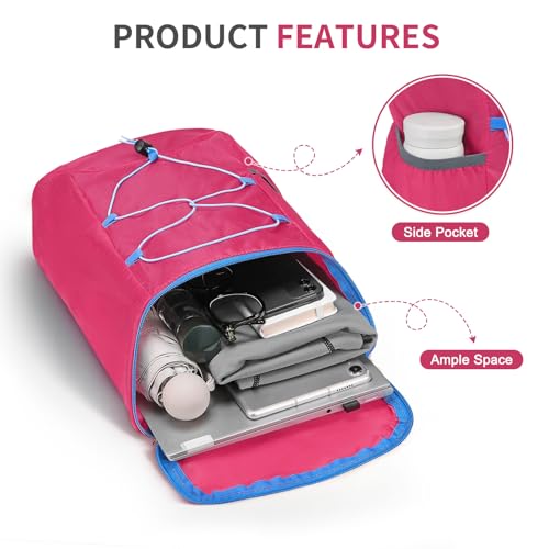 20L Small Hiking Backpack Lightweight Packable Daypack Rose - color: Rose Red