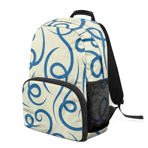 Water Resistant Backpack for Girls Teens - 17.3" Laptop Backpack, Lightweight School Bookbag with Mesh Side Pockets, Large Capacity for High School College, Abstract Blue Stripe Print - color: Abstract Blue Stripe Print