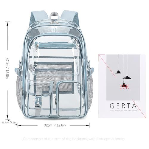 abshoo Large Clear Backpack For Girls Women Heavy Duty Clear Bookbag for School Transparent Backpack (Baby Blue) - color: Baby Blue