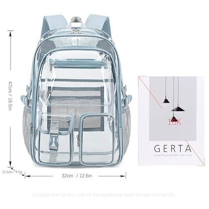 abshoo Large Clear Backpack For Girls Women Heavy Duty Clear Bookbag for School Transparent Backpack (Baby Blue) - color: Baby Blue