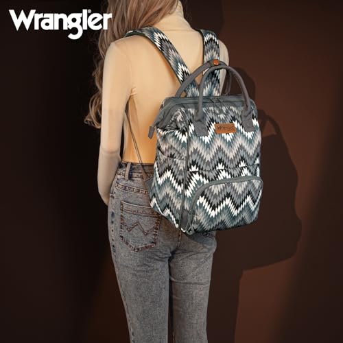 Montana West Wrangler Aztec Callie Diaper Bag Backpack with Stroller Straps Multifunction Baby Travel Bag WG2211-9110BK - color: Classic Stripe Black