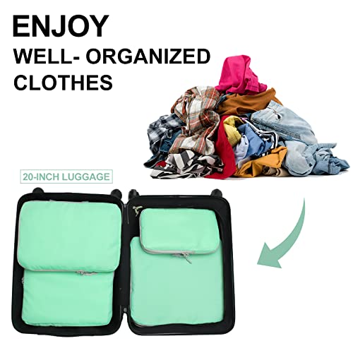 COVAX 4 Set Compression Packing Cubes, Travel Luggage Organizers and Storage Packing Cubes (Green) - color: Green
