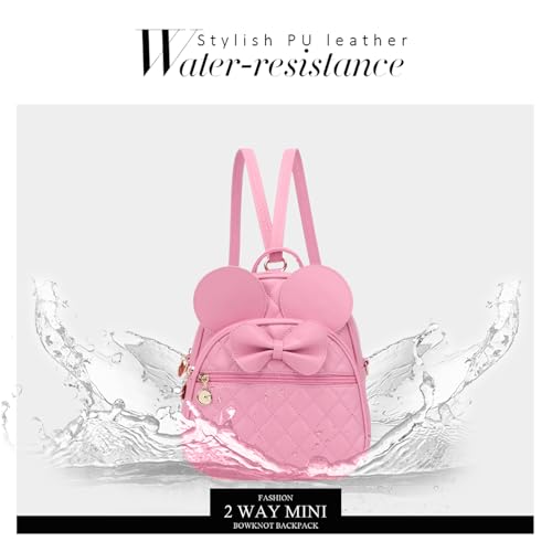 KL928 Girls Mini Backpack Bowknot Polka Dot Cute Small Daypacks Convertible Shoulder Bag Purse for Women - color: Dx-pink