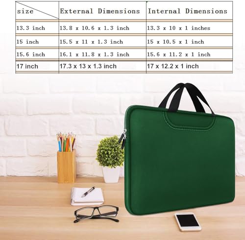 Laptop Sleeve Case 15.6 Inch, Traveling Briefcase Handle Bag & with Extra Pockets, Computer Protective Case Compatible for 15 15.6 inch HP, Dell, Acer, Asus, Dark Green - color: Dark Green, size: 15.6 inch
