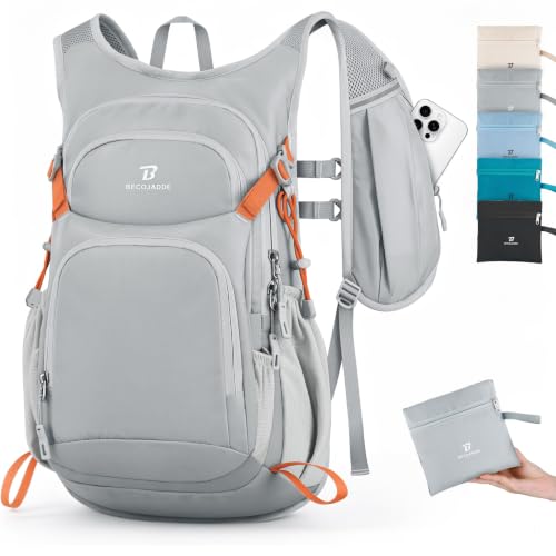BECOJADDE 15L Hiking Backpack Lightweight Travel Backpacks Water-Resistant Daypack Fits Cycling Helmets for Men Women for Daily Outdoor Camping, Mist Gray - color: Mist Gray, size: 15L