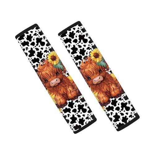Dreaweet Seat Belt Cover Pad Highland Cow Car Accessories Seat Belt Covers for Kids Soft Seatbelt Covers Cushion Shoulder Strap Pad for Bag Backpack - color: Highland Cow