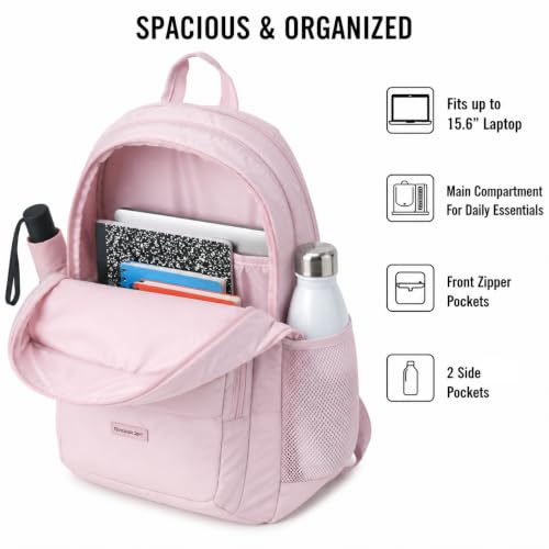 Reebok Backpack - Multipurpose Lightweight Carry On Everyday Laptop Gym Travel Commuter Backpack, Regan II Ashen Lilac - color: Regan II Ashen Lilac