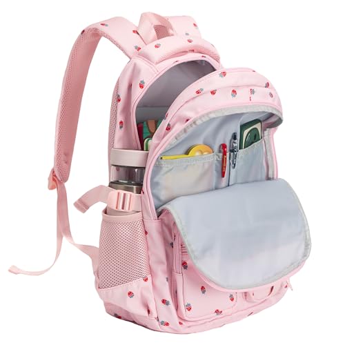 Girls Backpack Lightweight Bookbags for High School Laptop Backpack For College Women Big Student Daypack Casual (Strawberry-Pink) - color: Strawberry-pink