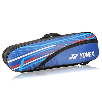 Yonex Stylish Badminton Kit-Bag |Double Zipper Compartment for Storage of 6 Rackets and Clothes|Side Pocket |Back Straps |Accessories Compartment |Made in India - color: ROYAL BLUE BLACK