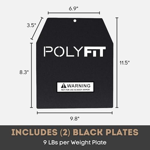 POLYFIT Weight Vest Plates - Weighted Plates for Strength Training Weight Vests - 4lb, 6lb, 9lb, 14lb, 19lb Pairs - color: 9 LB (Black) Pair