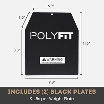 POLYFIT Weight Vest Plates - Weighted Plates for Strength Training Weight Vests - 4lb, 6lb, 9lb, 14lb, 19lb Pairs - color: 9 LB (Black) Pair