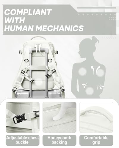 suwasp Vacuum Compression Backpack, 45L Expandable Travel Backpack with Electric Vacpack Pump, Travel Vacuum Bags with Shoe Compartment/17inch Laptop Compartment/USB Port, White - color: White, size: Medium