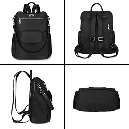 Uromee Travel Backpack Purse for Women Nylon Ladies Fashion Tassel Shoulder Bag Convertible - color: 261 Black