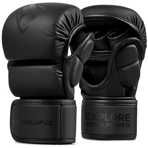 LIBERLUPUS MMA Gloves for Men – Punching Bag Gloves for Men, Open Palm Training Gloves for MMA Sparring, Kickboxing, Muay Thai, Youth Self-Defense, Durable Synthetic Leather with Wrist Support - size: Large-X-Large