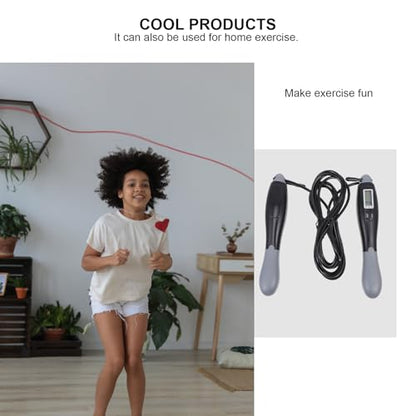 Smart Counting Jump Rope for Adults – Steel Wire Fitness Skipping Rope with Digital Counter, Black and Gray Long Length for Weight Loss Training and Exercise