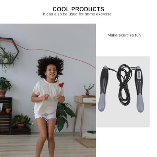 Beavorty Smart Jump Rope with Digital Counter, Steel Wire Fitness Skipping Rope for Adults, Black-grey Long Cord for Outdoor Weight Loss and Exercise Training