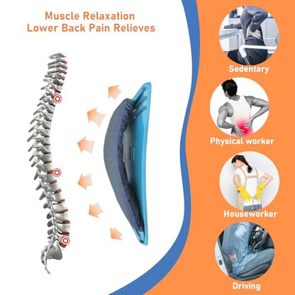Adjustable Back Stretcher for Tension Relief - 3-Level Spine Support Board with Ergonomic Curve, Lumbar Cushion & Non-Slip Pad (Black) - color: Black