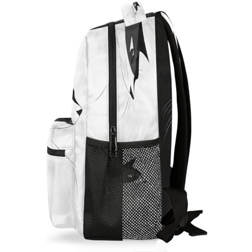 Cat Kids Backpack for Girl Boy Waterproof Kids Back Pack | Black White School Bookbag Women Men Lightweight Rucksack Casual Daypack Carry On Bag for Work Hiking Camping Gym Travel - color: Animal Cat Black White