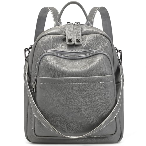 BOYATU Genuine Leather Backpack Purse for Women: Anti Theft Convertible Soft Backpacks - Elegant Womens Travel Backpack (04 Medium-Noble Grey) - color: 04 Medium-noble Grey