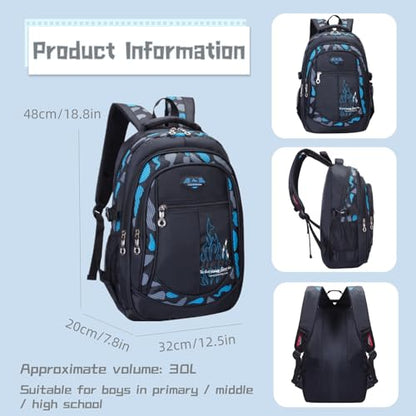 Bansusu Boys Backpack for Kids School Bag, Primary Middle School Backpack for Boys Bookbags - color: Style B - Blue