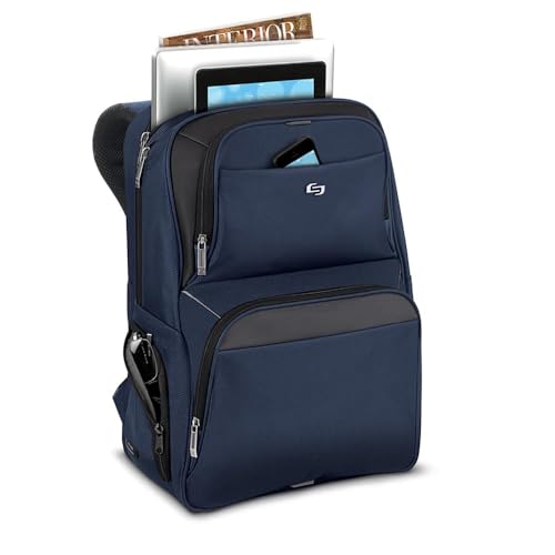 Solo New York Ambition Backpack – Stylish 17.3" Laptop Backpack with Tablet Pocket, Organizer Section, Padded Back & Straps – Perfect for Professionals & Travel (Navy)