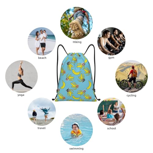 Gianlaima Funny Cat Banana Bananas Drawstring Bags Backpack Bag Sport Gym Sack String Bag Yoga Dance Travel Bag For Men Women - color: Black30