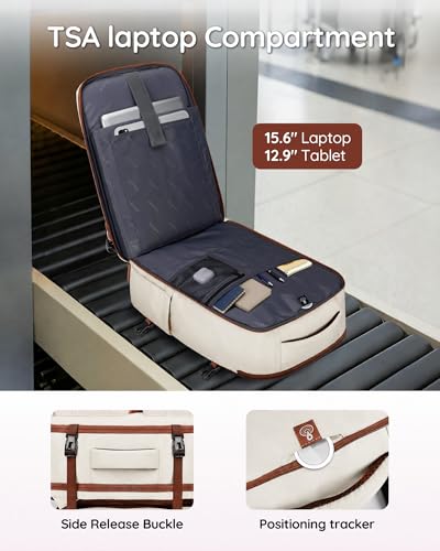 Taygeer Personal Item Bag 18 x 14 x 8 Inches for Women, TSA Approved Under Seat Carry on Backpack with Water Bottle Pocket and Shoe Pouch, Travel Bag for Airplanes Fits 15.6 Inch Laptop, Khaki White - color: Khaki White
