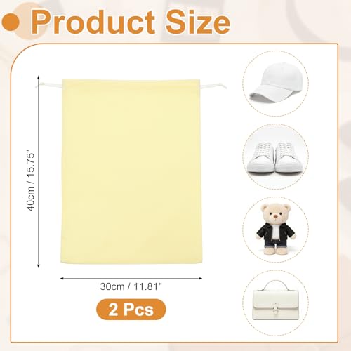 Cloth Shoe Bags for Travel, Flannel Pouch with Drawstring Closure Washable Breathable Cotton Fabric, 15.8x11.8" & 2 Pcs & Beige- Fit for (Men Women/Luggage/Storage) - color: Beige