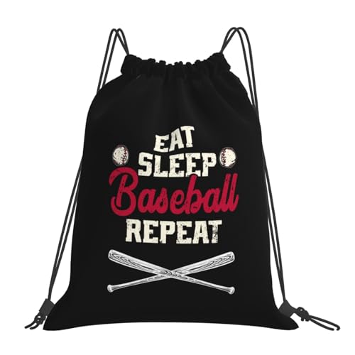 Eat Sleep Baseball Repeat Unisex Drawstring Backpack Bag Sport Gym Travel Swim Sackpack - color: Eat Sleep Baseball Repeat1