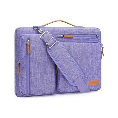 MOSISO 360 Protective Laptop Shoulder Bag,13-13.3 inch Computer Bag Compatible with MacBook Pro 14, HP, Dell, Lenovo, Asus Notebook,Side Open Messenger Bag with 4 Zipper Pockets&Handle, Purple - color: Purple, size: 13.3 inch