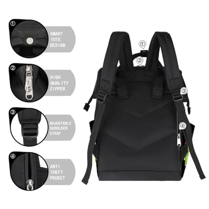 Personalized Dinosaur-Diaper-Backpack Custom-Diaper-Bag with-Name for Mom Dad Waterproof Baby Boy Nappy-Bag Black Mommy-Backpack - color: Black
