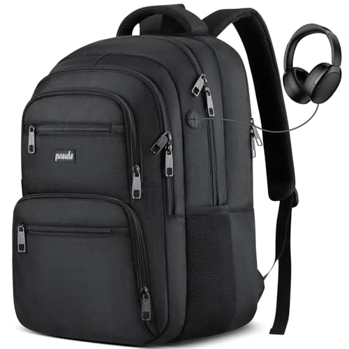 Paude Laptop Backpack,School Backpack Large Bookbag for High School College Students,Black Backpack for Men Office Business,Waterproof - color: Black, size: 15.6inch