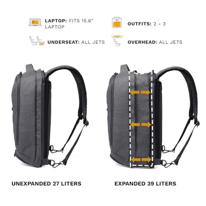 Knack Series 1 Medium Travel Backpack, 15.6-Inch Laptop, Expandable 27-39L - color: Savile Gray, size: Medium Backpack