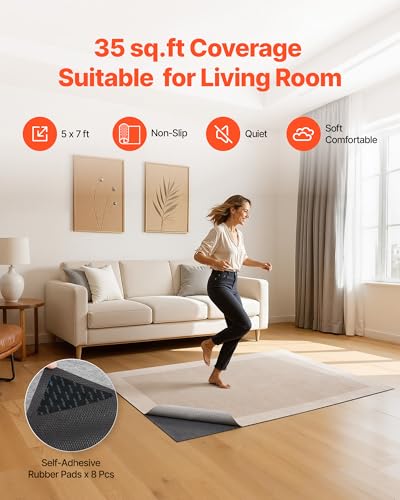 VEVOR Rug Pad 5 x 7 ft, Non-Slip Carpet Area Pad 0.12inch Rug Mat Padding with Dual Surface Felt Cushion & Rubber Gripper, Hardwood Floor Protection for All Floors, Finishes, Keeps Carpets in Place - size: 7' x 5' (Rectangular)