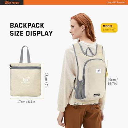 SKYSPER Small Daypack 10L Hiking Backpack Packable Lightweight Travel Day Pack for Women Men - color: Cream, size: 10l