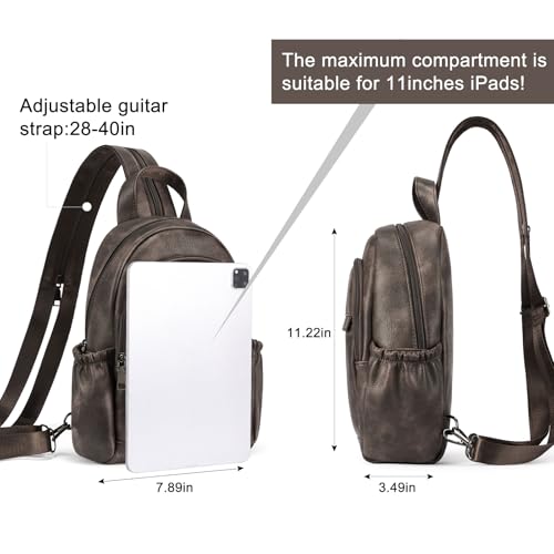 CLUCI Sling Bag for Women Leather Women's Backpack Small Convertible Backpack Purse Crossbody Bag for Travel - color: 0-6 Coffee
