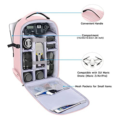 MOSISO Camera Backpack, DSLR/SLR/Mirrorless Photography Camera Bag 15-16 inch Waterproof Hardshell Case with Tripod Holder&Laptop Compartment Compatible with Canon/Nikon/Sony, Pink - color: Pink