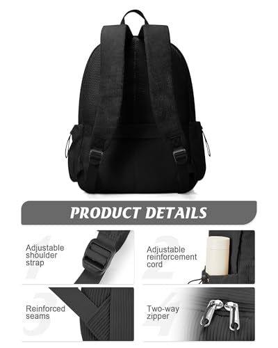Classic Black Backpacks For School Teens Girls Boys, Lightweight Casual Daypacks Middle Students Backpck, Cute High School Bookbag, Simple College Backpack for Women Men - color: Black