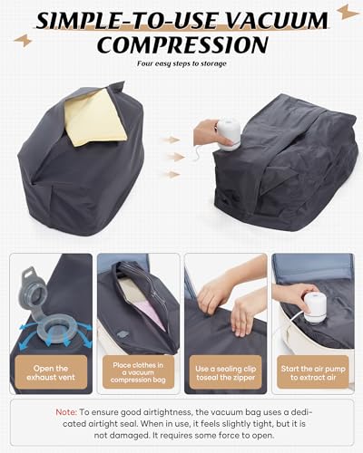 SEAFEW Beige Motorcycle Backpack Helmet Bags with Separate Seal Compression Bag with Travel Pump, Carry on Backpack Flight Approved Casual Daypacks Anti-theft Laptop Daypack for Work Trip Gym - color: Beige