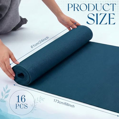 3 mm Thick Yoga Mat Bulk, Non Slip Exercise Workout Fitness Pad for Women Men, Gym Home Yoga Pilates, Easy to Clean, Sturdy PVC - color: Ocean Blue