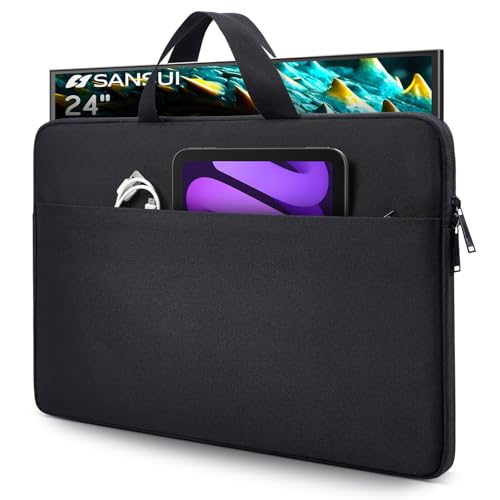 24 Inch Portable Monitor Case, Protective Carrying Sleeve for 23.8-24 inch Portable Monitors InnoView 23.8"/ASUS ZenScreen 24"/ViewSonic TD2423D 24 Inch Portables Monitor Case Bag, Black - size: 24 Inch