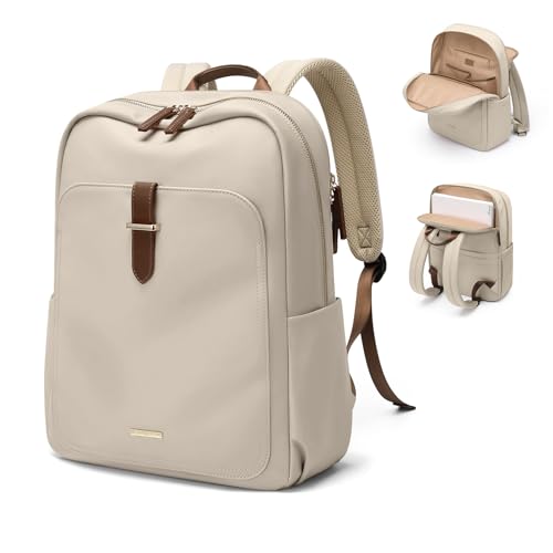 Laptop Backpack for Women,Casual Work Business Backpacks Purse Carry on Travel Backpack,17.3 Inch,Apricot - color: Upgrade-apricot, size: 17.3 Inch