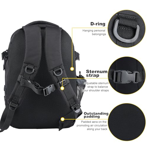 Tactical Hiking Backpack with 180° Open Design, Molle Webbing, Padded Laptop Compartment, Lightweight for Outdoor Adventures (black) - color: Black