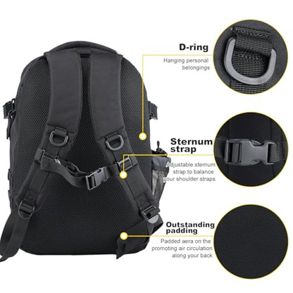 Tactical Hiking Backpack with 180° Open Design, Molle Webbing, Padded Laptop Compartment, Lightweight for Outdoor Adventures (black) - color: Black