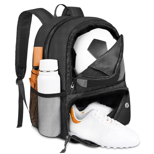Soccer Backpack 13x17x8 Capacious Soccer Bag with Ball & Shoes Compartment Breathable Multi-Use Volleyball Backpack for Carrying, Basketball, Football..