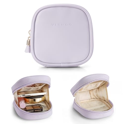 VLANDO Makeup Bag for Purse,Mini Toiletry Pouch with Inner Pockets | Stores Daily Cosmetics,Small Toiletries,Gift for Women Girls, Ideal for Purse, Weekend Trips，Travel - color: Mist Purple