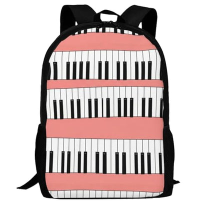 Ergonomic Padded Backpack Music Piano Pink, Anti Theft Spacious Travel Daypack Sturdy Polyester Bag for Commute Gym Outdoor Leisure Use - color: Design (545)