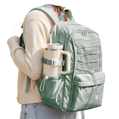 suwasp College Backpack for Women, Waterproof Laptop Backpack Fits 15.6 Inch Laptop, School Bookbag with Water Bottle Pocket, Anti Theft Work Backpack for College, Travel, Commuter, - color: Sage Green